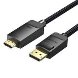 VENTION Cotton Braided 4K DP Male to HDMI-A Male HD Cable